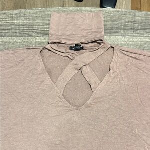 Express XS Petite Mauve Choker Neck Cross Strap Top